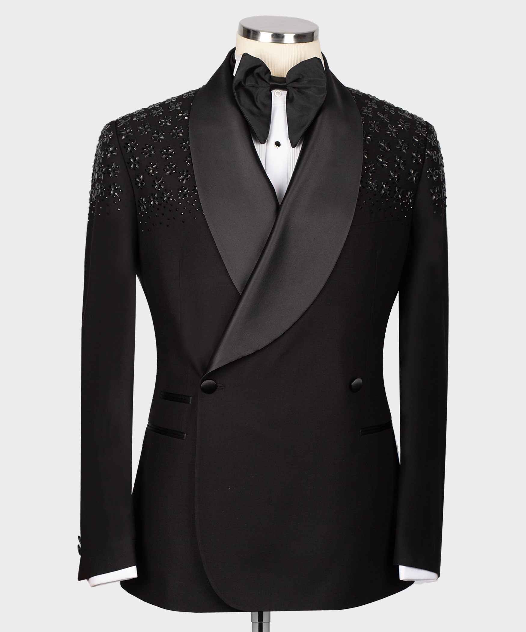 Special Black Tuxedo With Stone Embroidery – Dio Babylonian