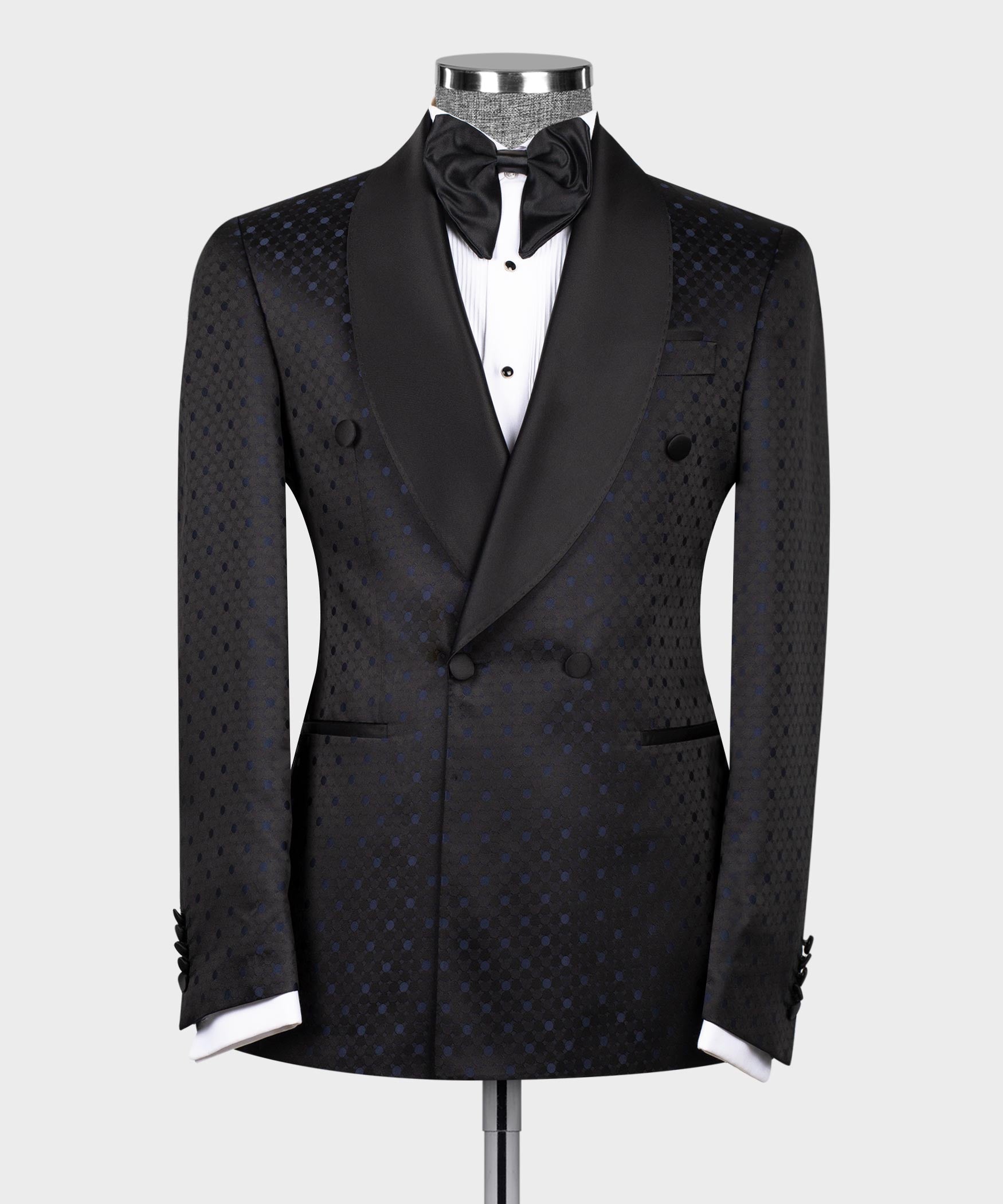 Navy Blue Spotted Double Breasted Tuxedo – Dio Babylonian