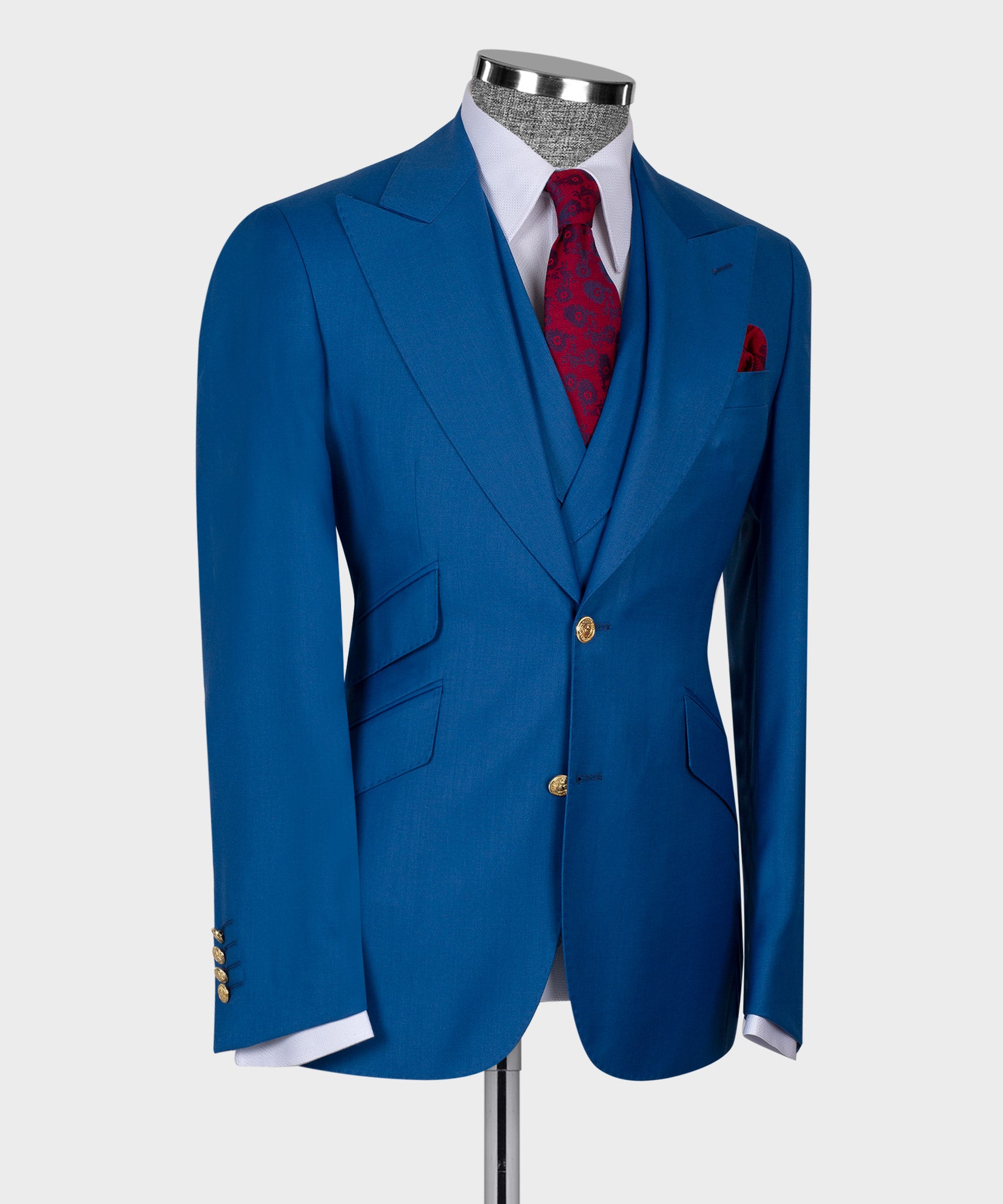 Blue Golden Button Business Classic Suit – Dio Babylonian